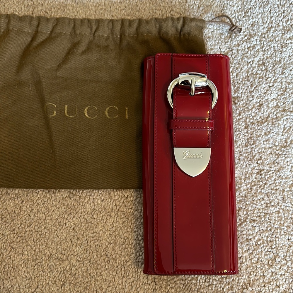 Gucci Lipstick Red💄 Clutch Purse Wallet ✨new✨ silk lined